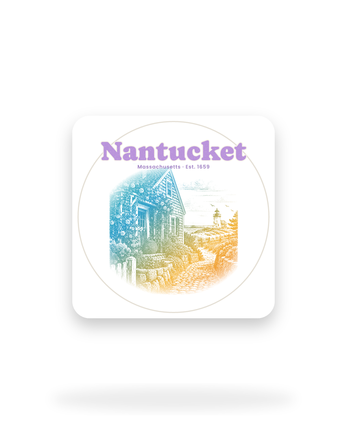 Nantucket Rose Cottage Kiss-Cut Sticker in White