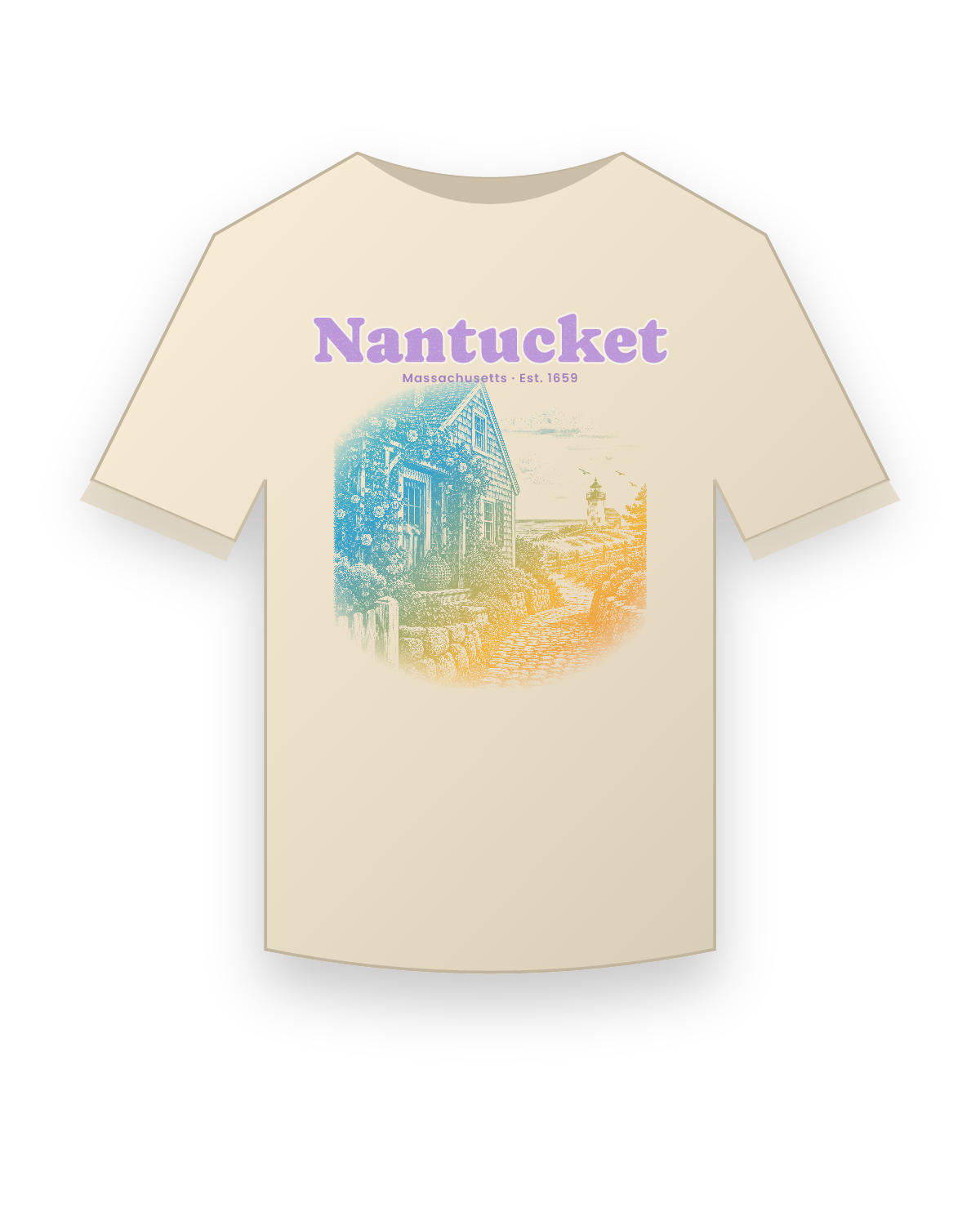 Nantucket Rose Cottage Organic Cotton Tee in Natural