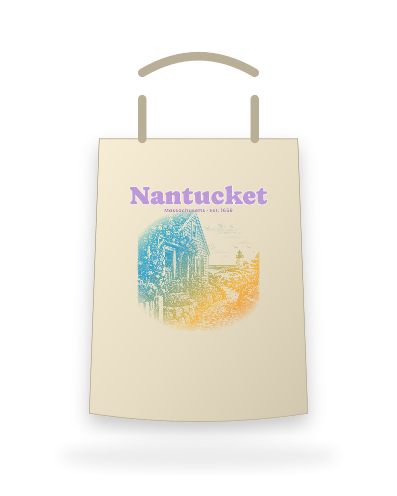 Nantucket Rose Cottage Canvas Tote