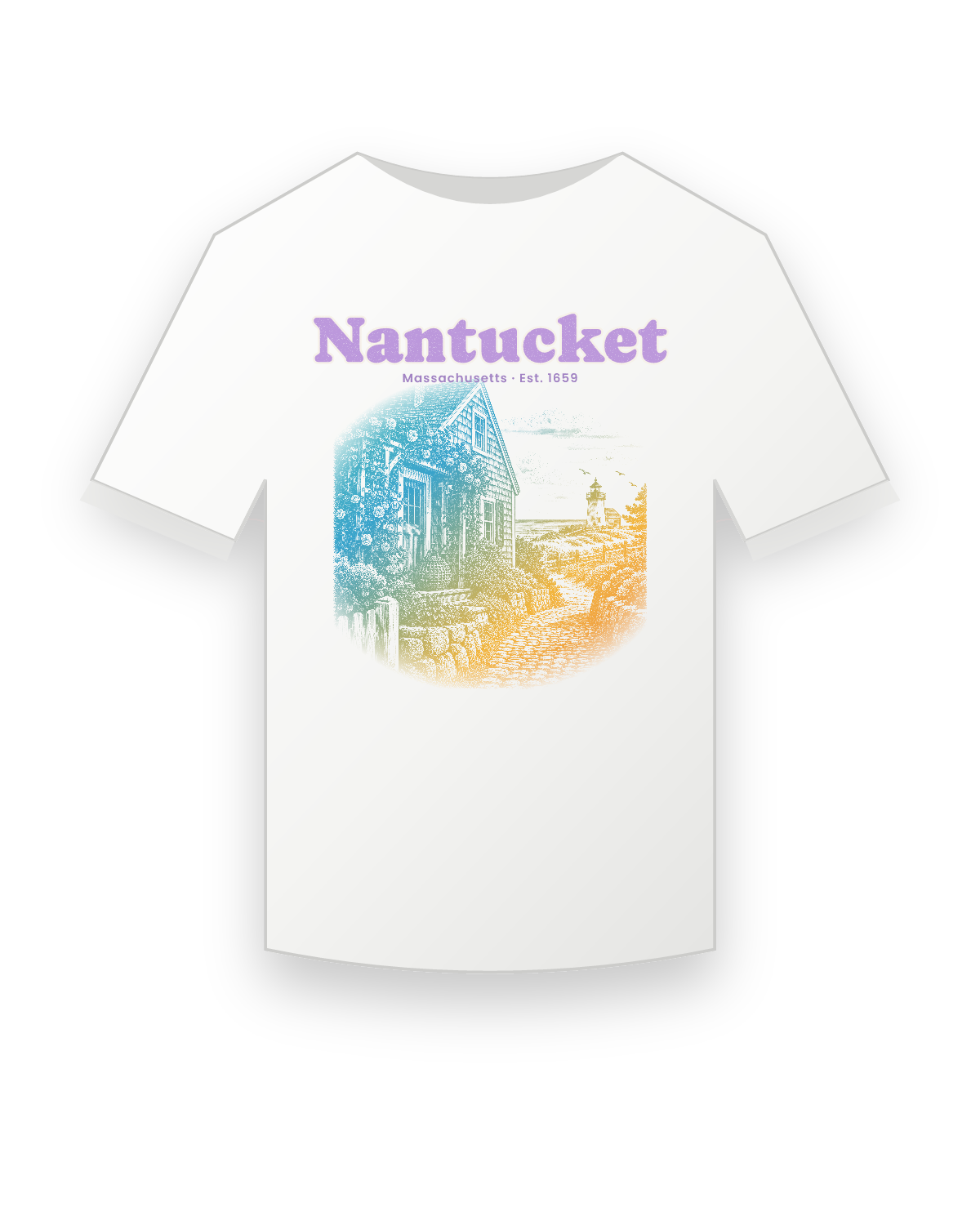 Nantucket Rose Cottage Youth Tee in White