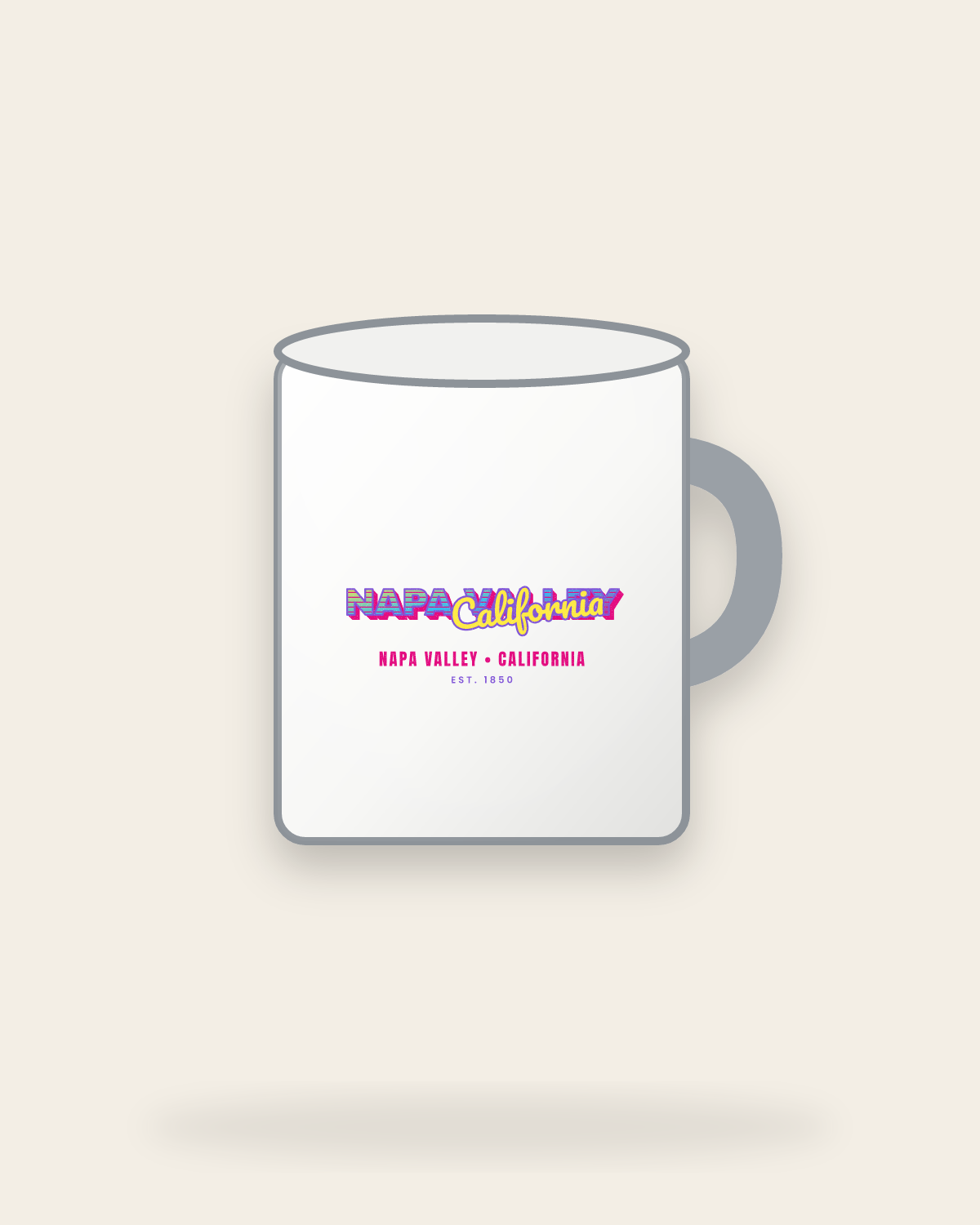 Napa Valley Music TV Enamel Camp Mug in White