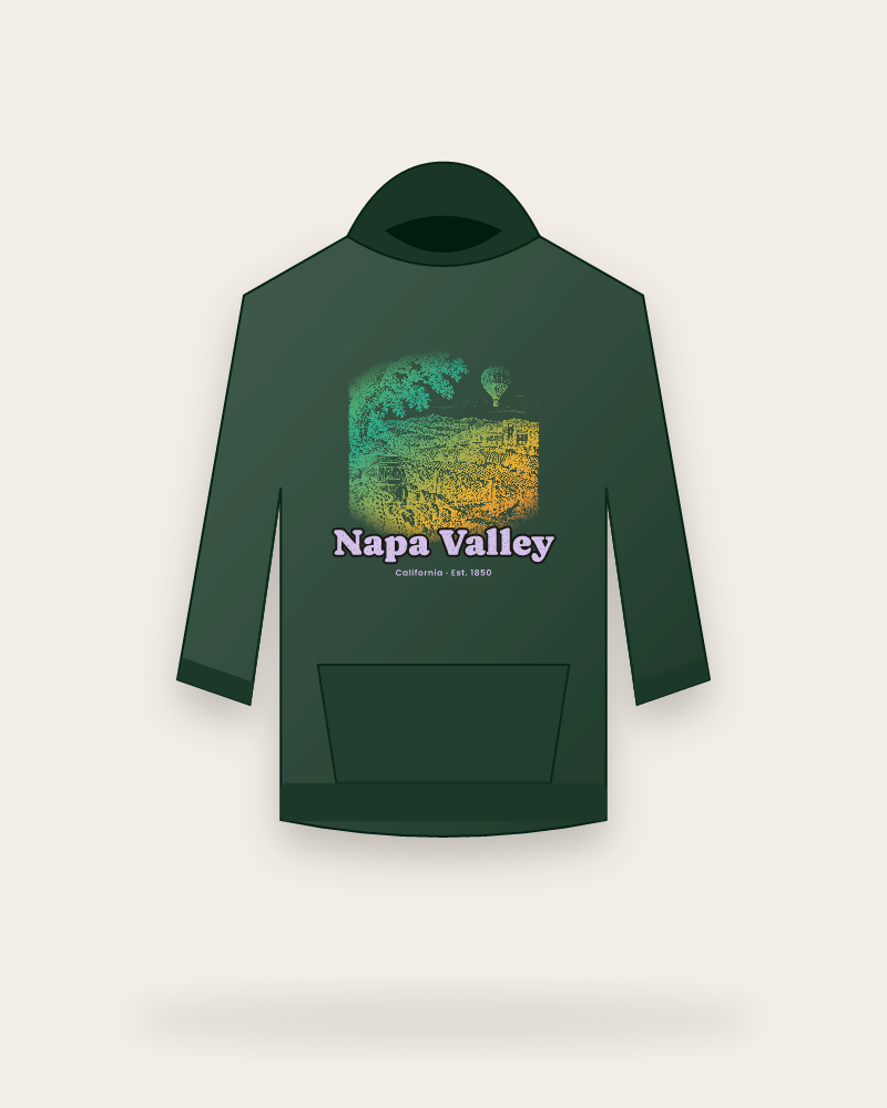Napa Valley Vineyard Balloon Hooded Sweatshirt