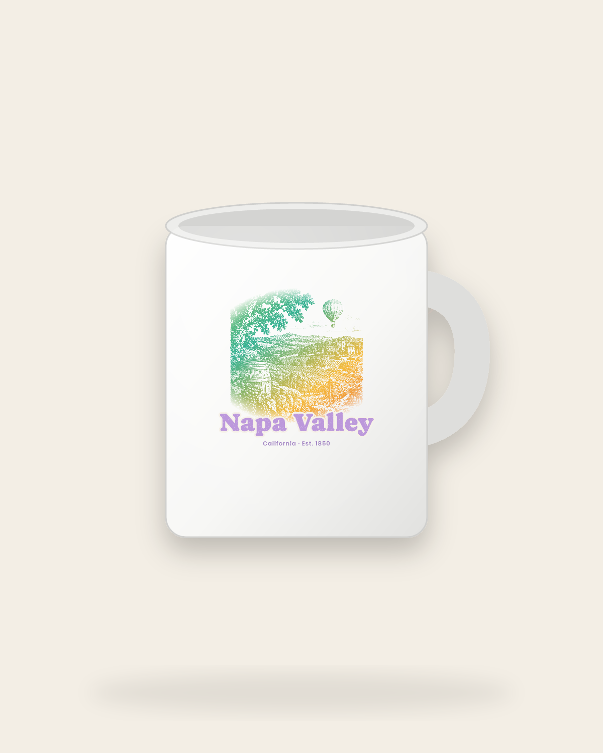 Napa Valley Vineyard Balloon Ceramic Mug 11oz in White