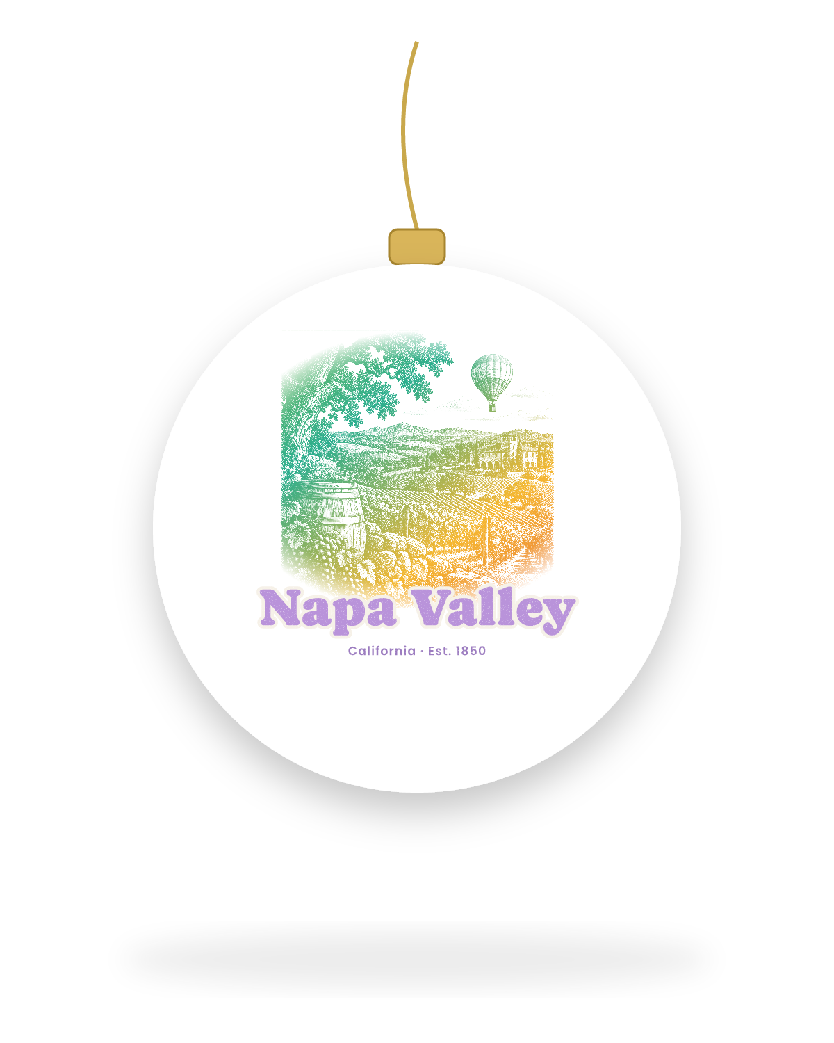 Napa Valley Vineyard Balloon Ceramic Ornament in White