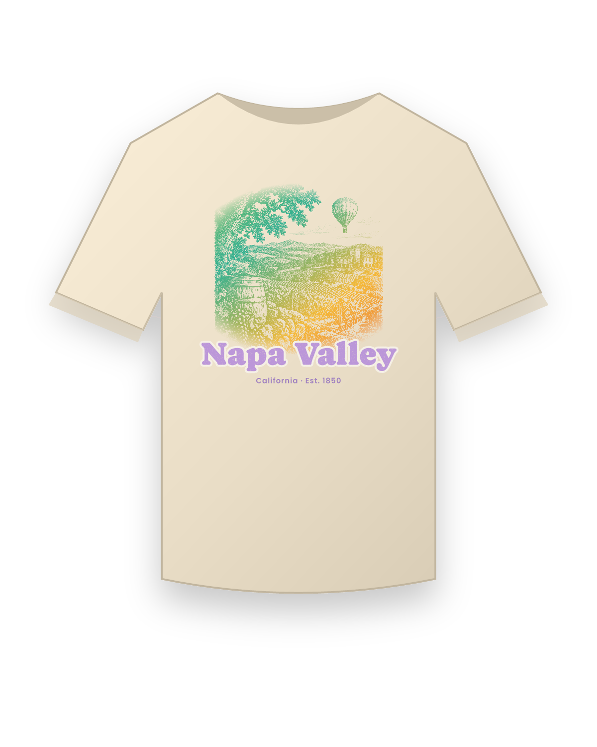 Napa Valley Vineyard Balloon Organic Cotton Tee in Natural