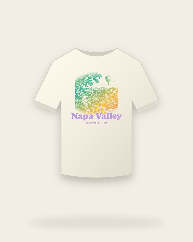 Napa Valley Vineyard Balloon Vintage Wash Tee