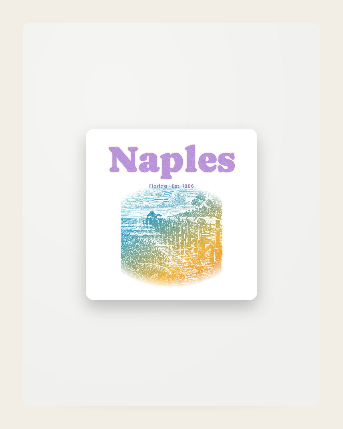 Naples Pier Pelicans Fridge Magnet in White