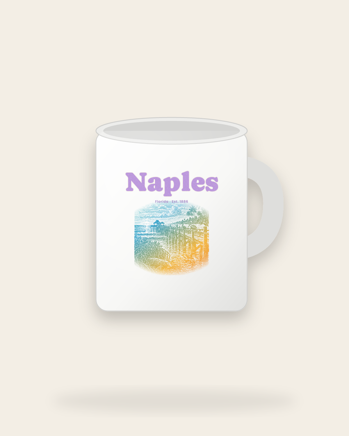 Naples Pier Pelicans Ceramic Mug 11oz in White