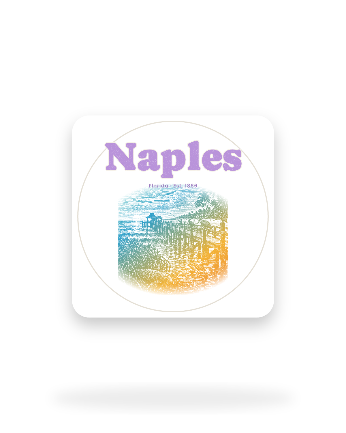 Naples Pier Pelicans Kiss-Cut Sticker in White