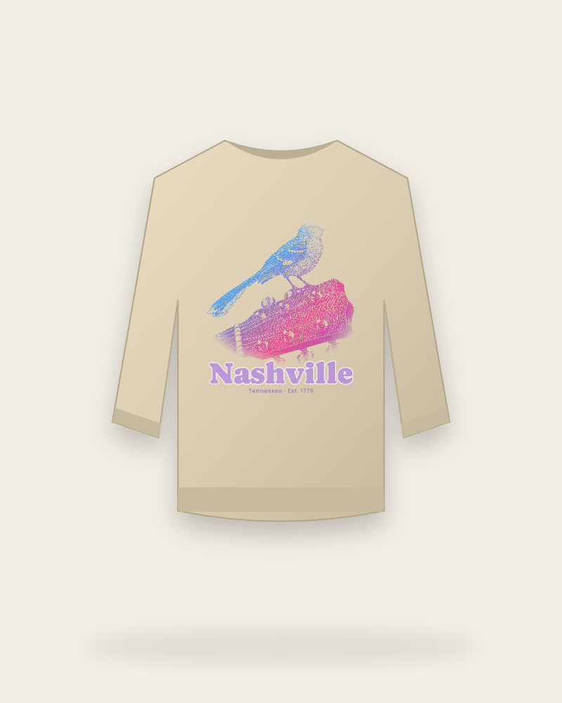 Nashville Mockingbird & Guitar Crewneck Sweatshirt