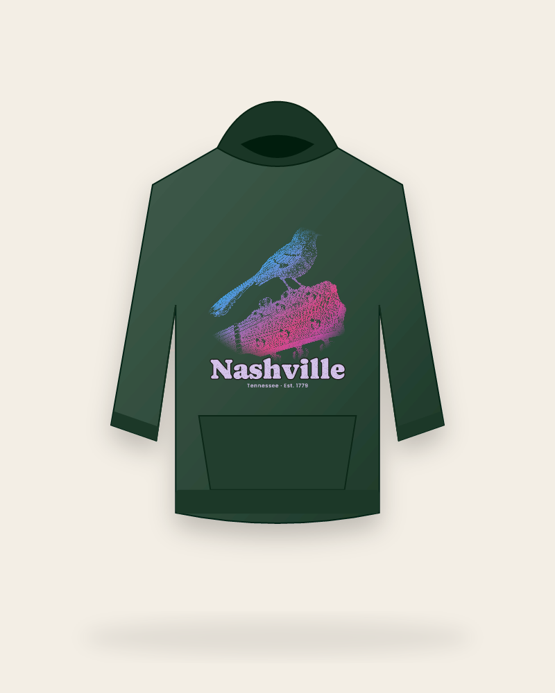 Nashville Mockingbird & Guitar Hooded Sweatshirt