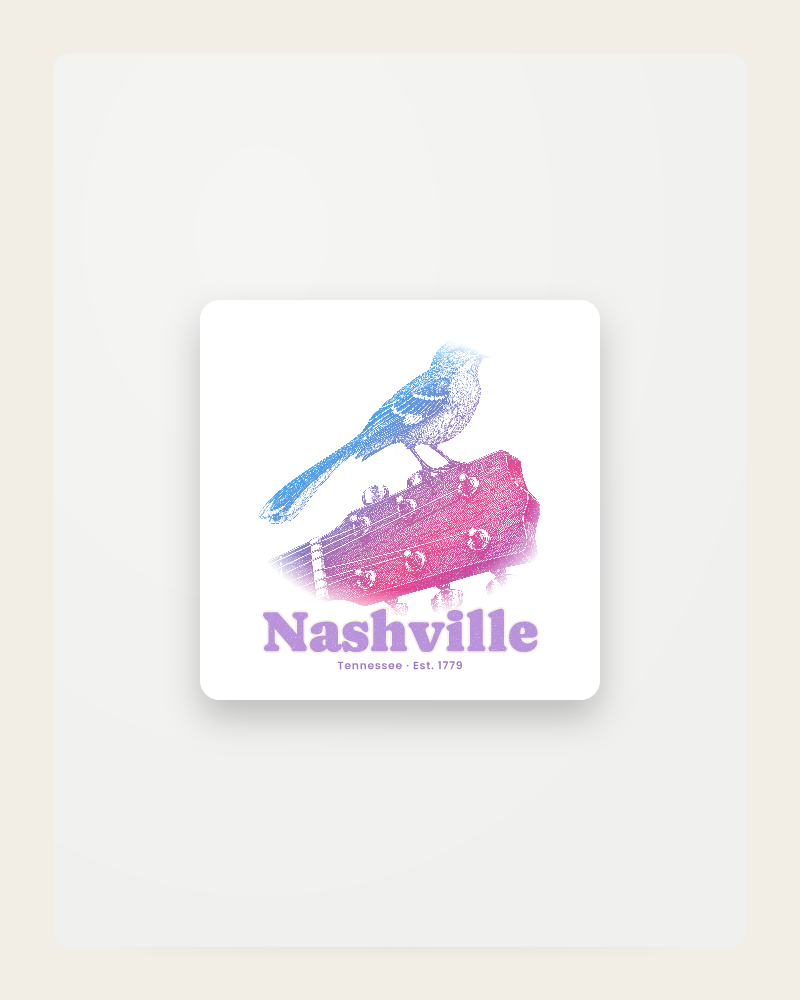 Nashville Mockingbird & Guitar Fridge Magnet