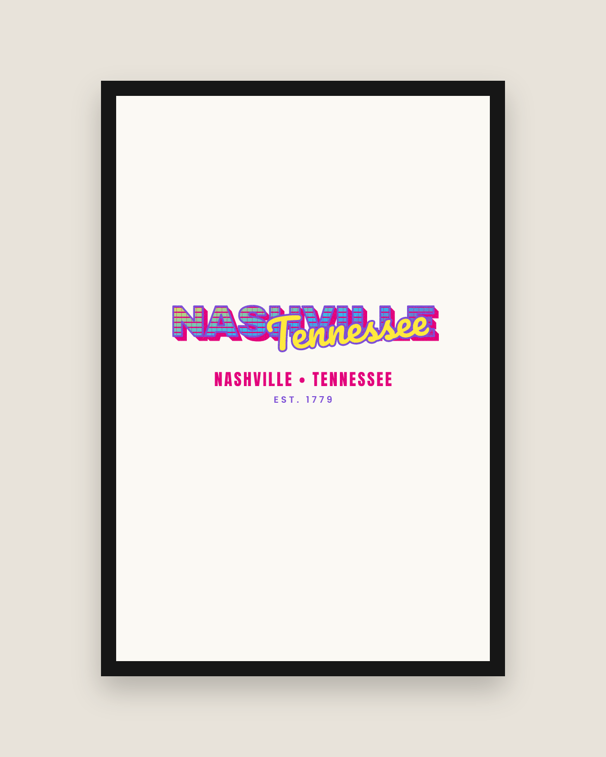 Nashville Music TV Matte Poster in White