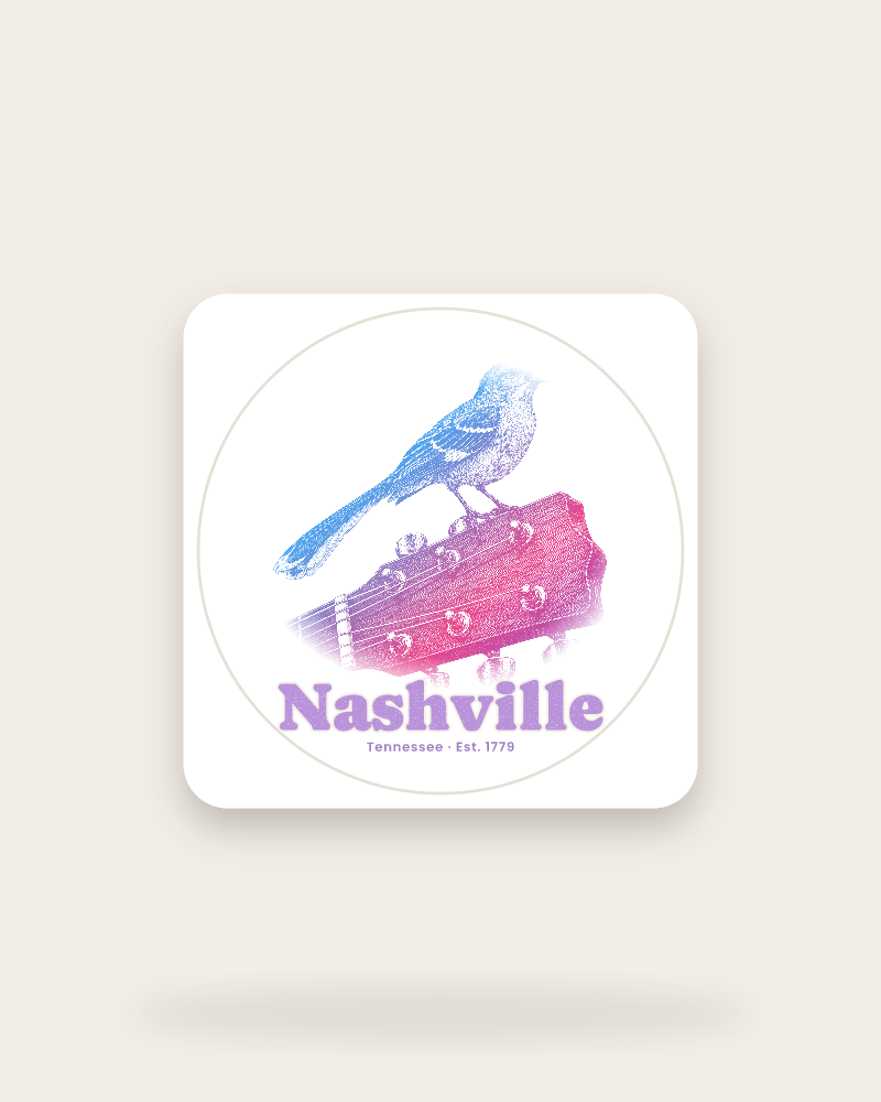 Nashville Mockingbird & Guitar Kiss-Cut Sticker