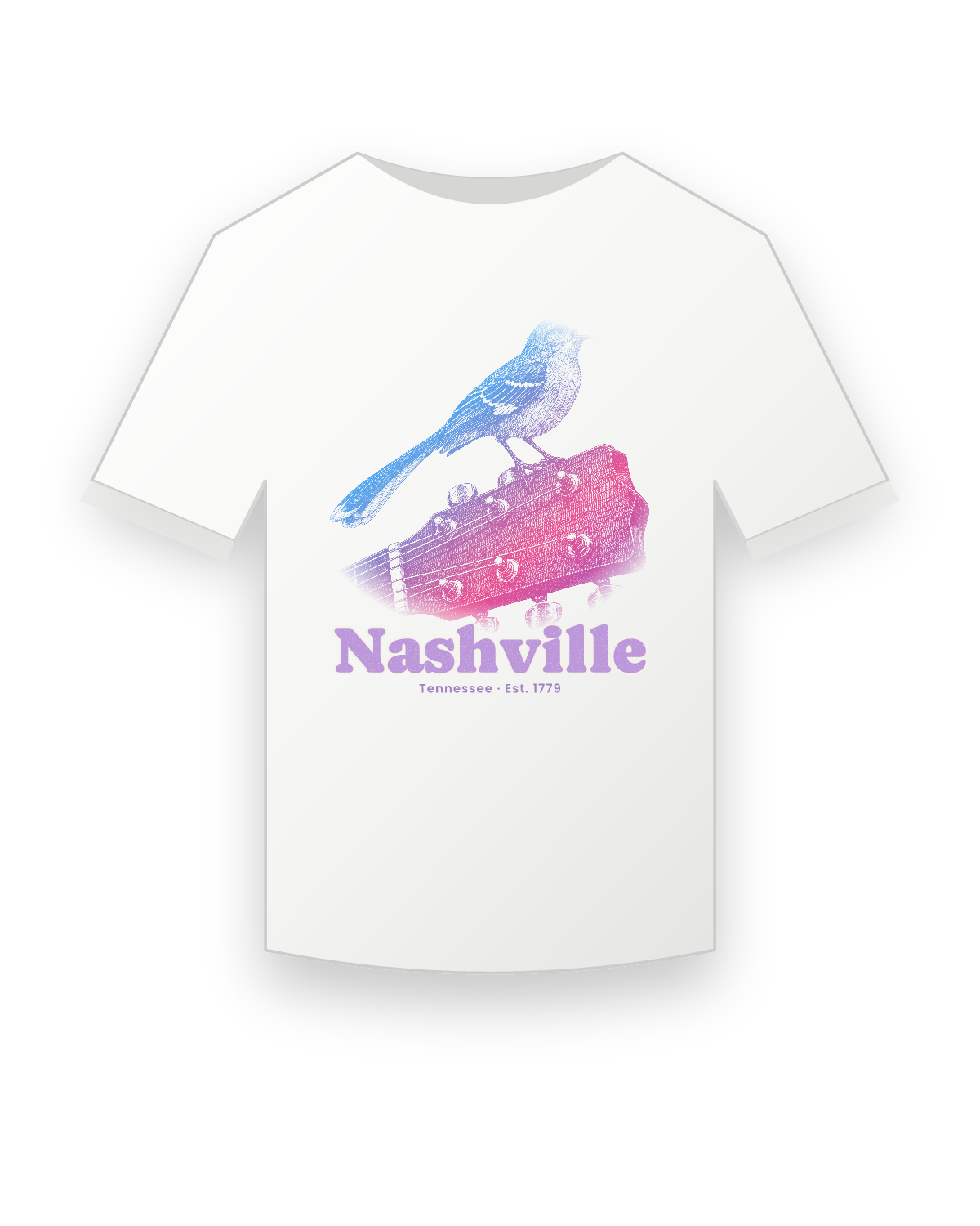 Nashville Mockingbird & Guitar Youth Tee in White