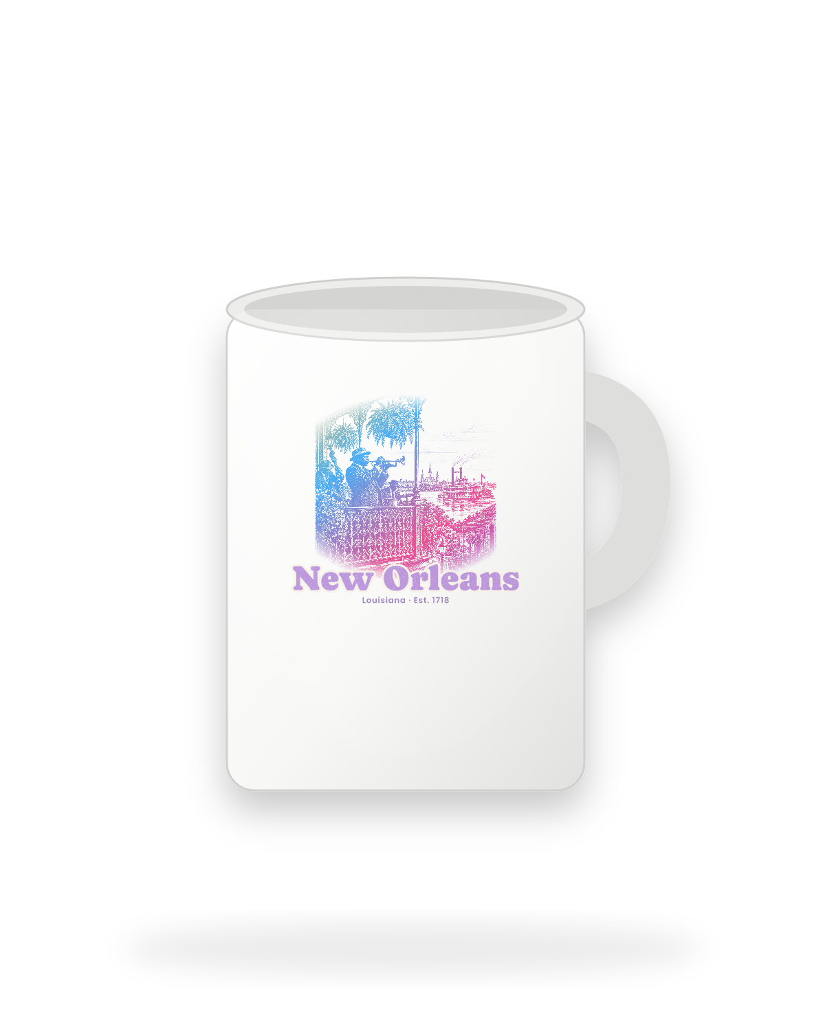 New Orleans Balcony Jazz Ceramic Mug 15oz in White