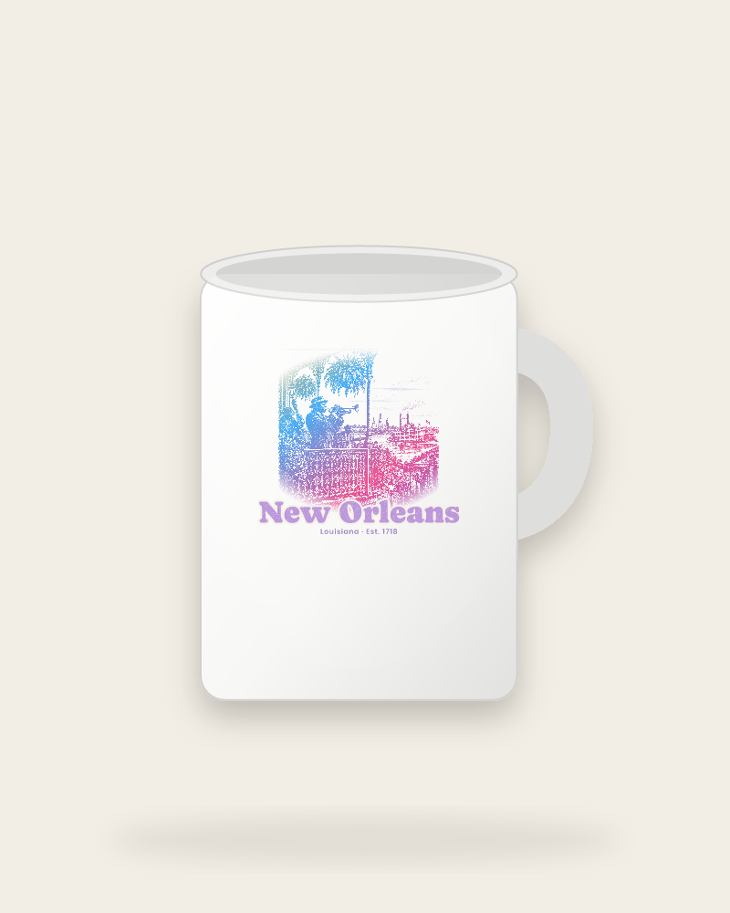 New Orleans Balcony Jazz Ceramic Mug 15oz