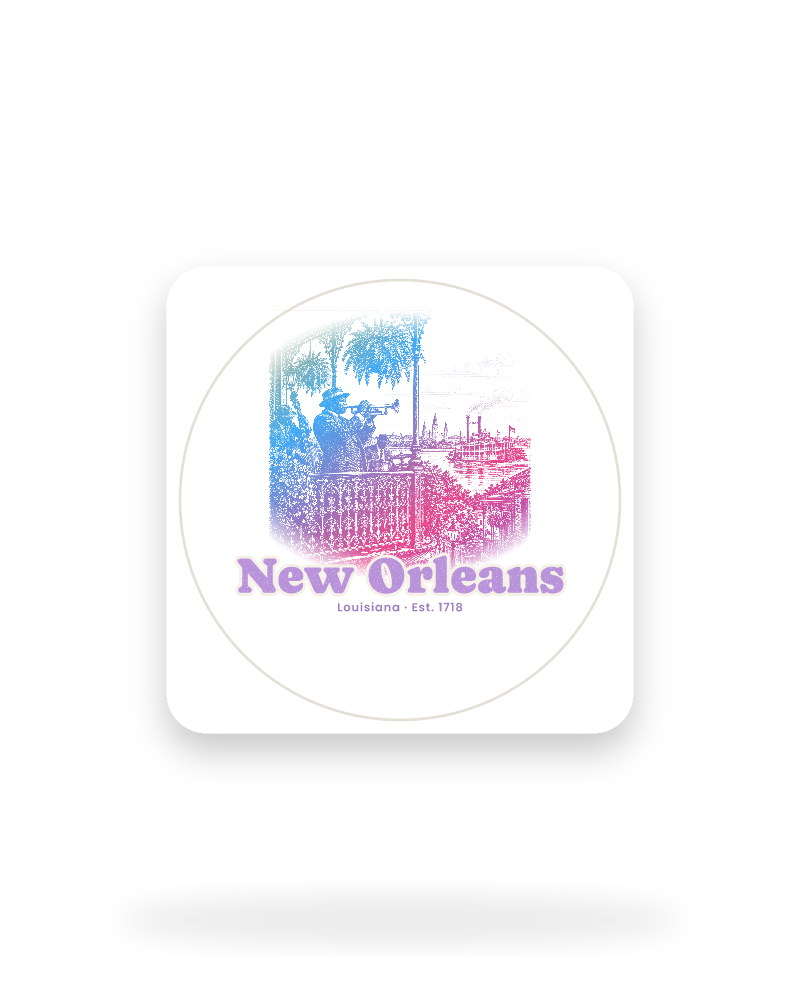New Orleans Balcony Jazz Kiss-Cut Sticker