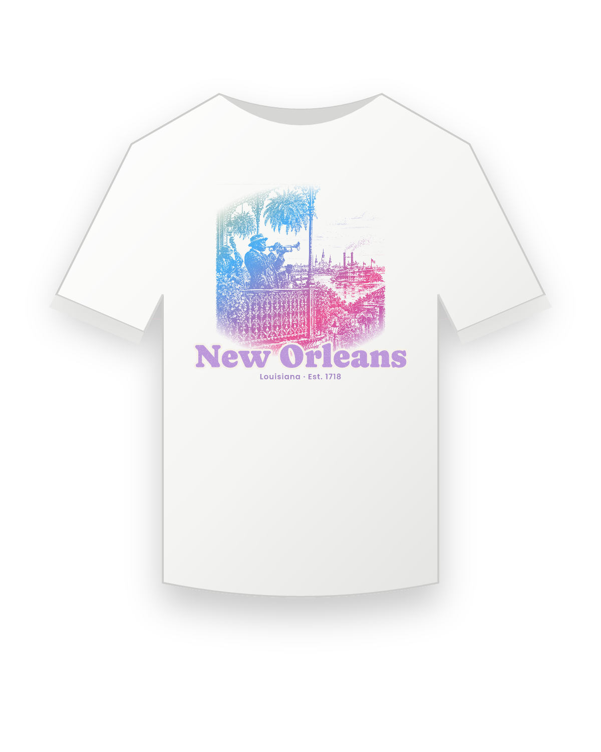 New Orleans Balcony Jazz Youth Tee in White