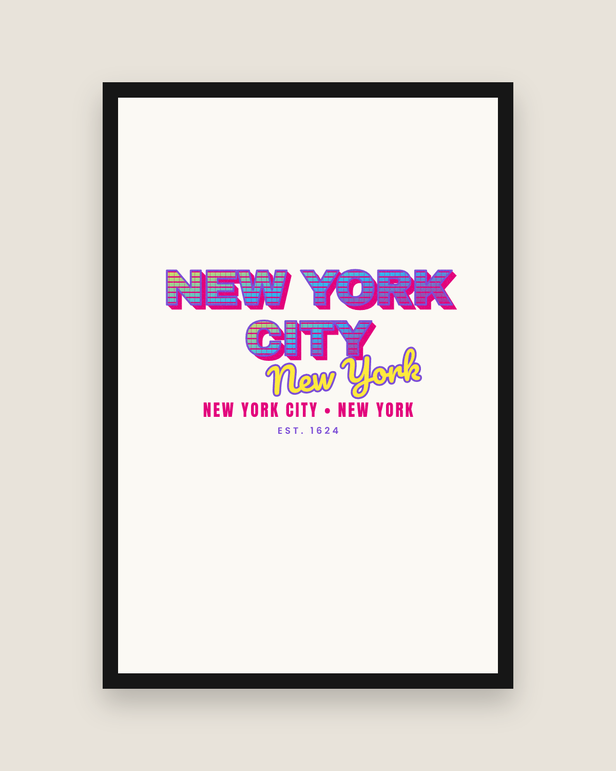 New York City Music TV Matte Poster in White
