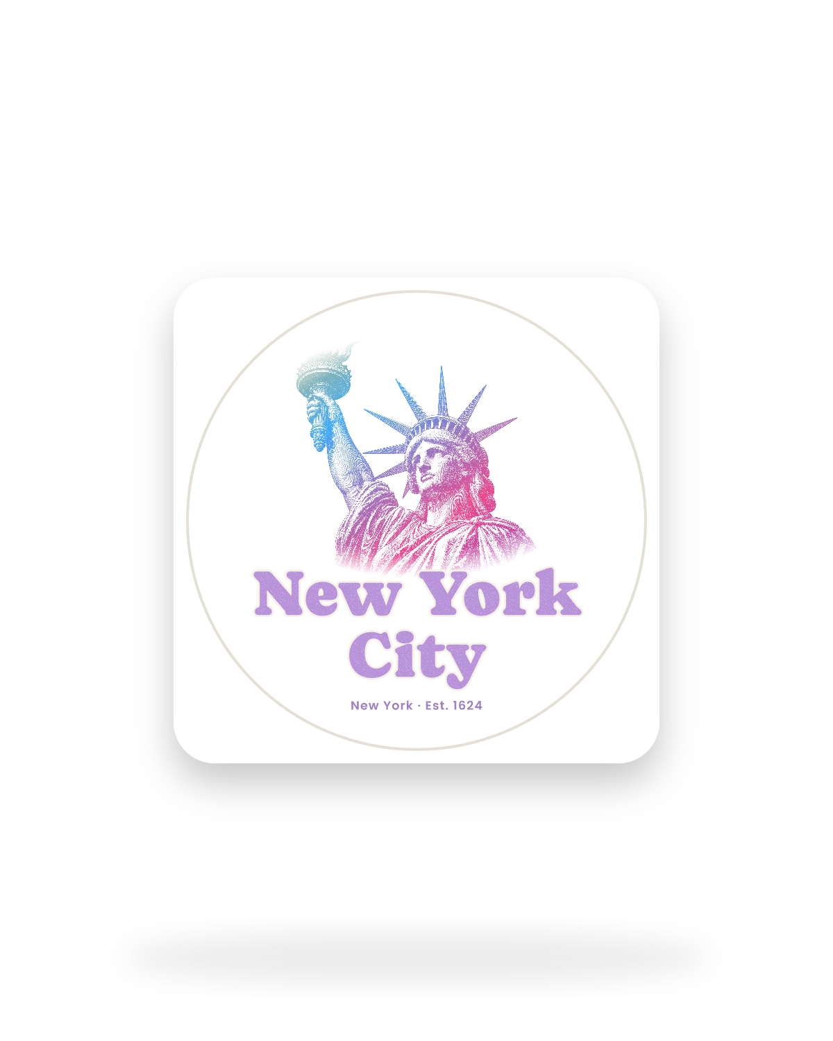 New York City Lady Liberty Kiss-Cut Sticker in White
