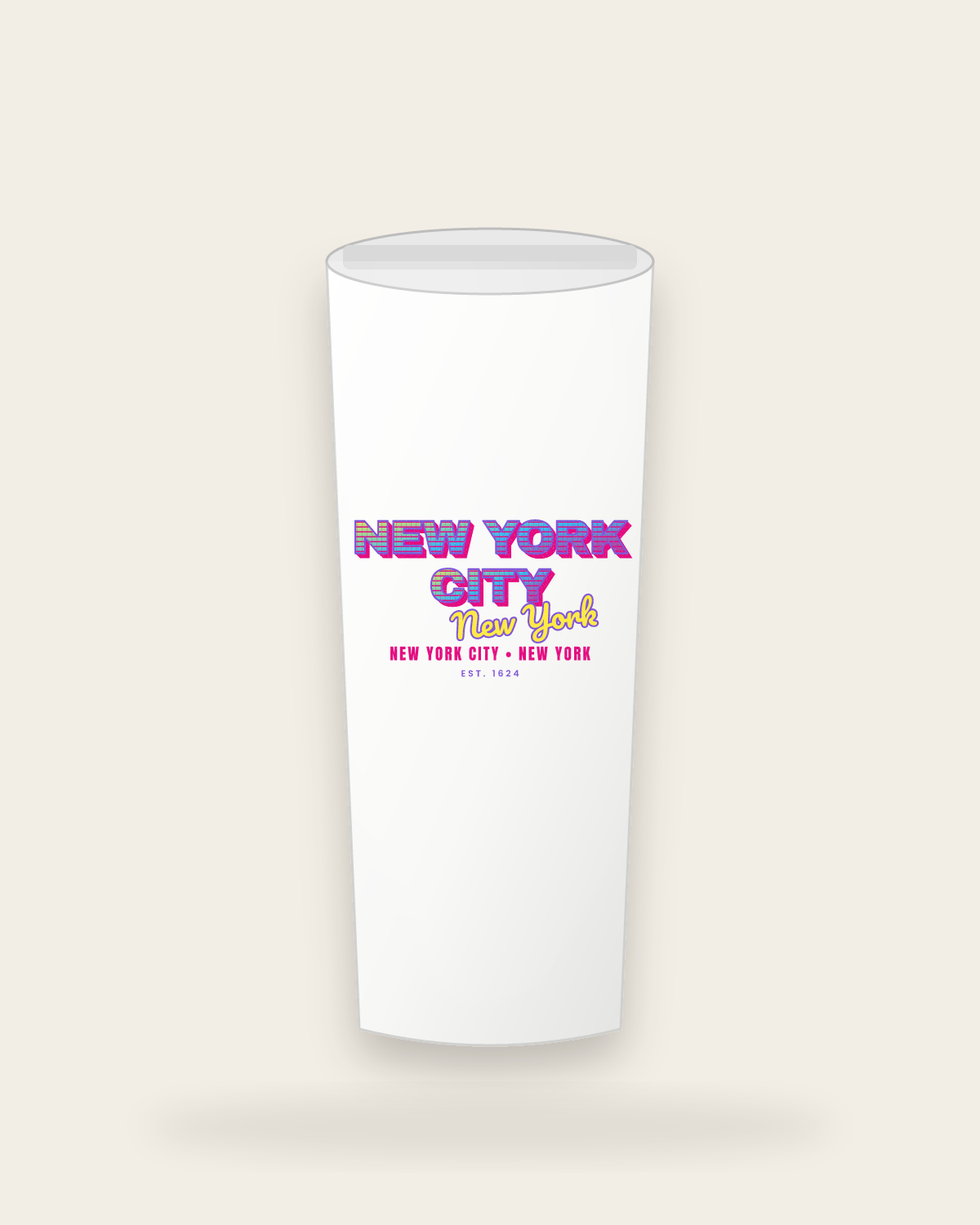 New York City Music TV Insulated Tumbler 20oz in White