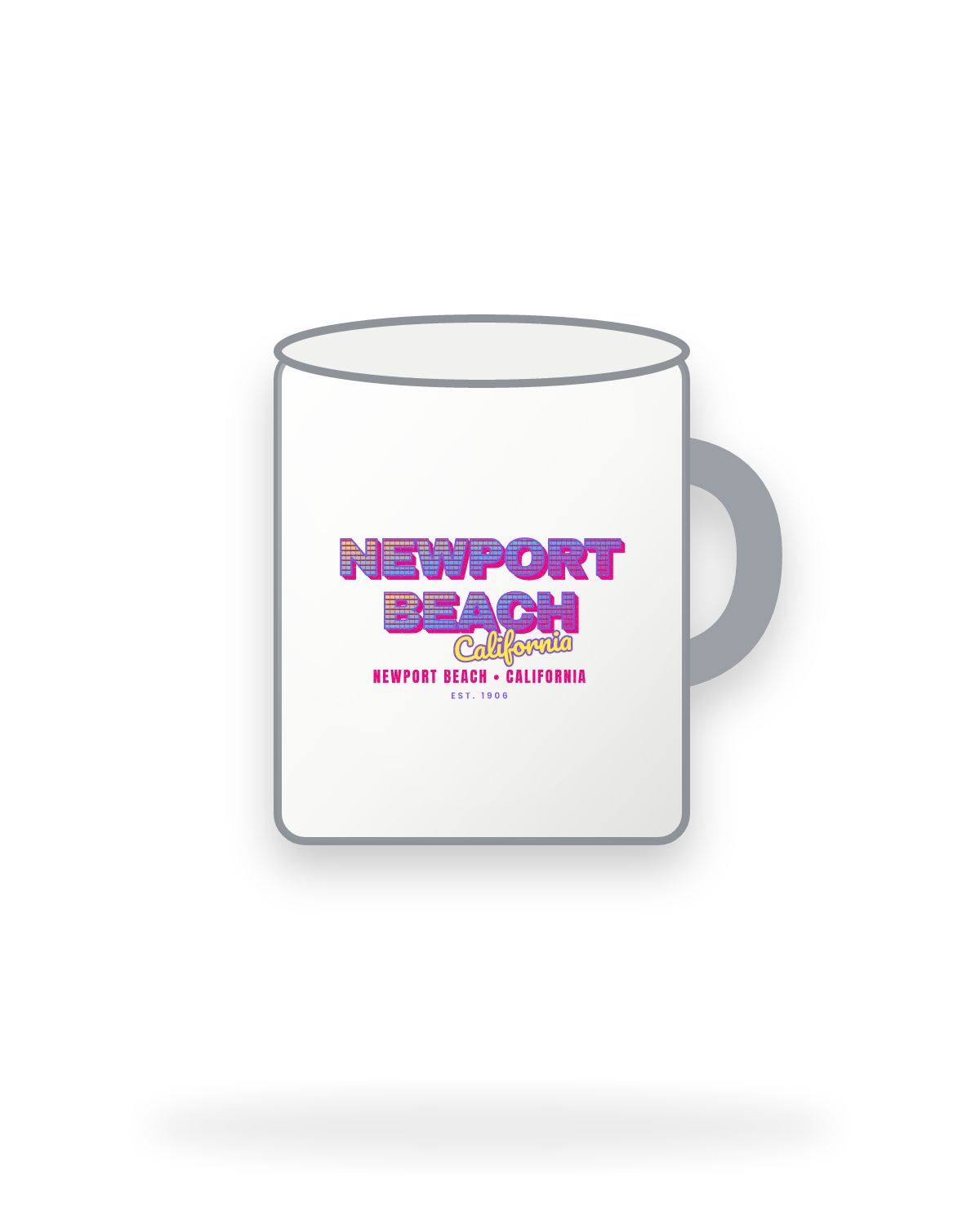 Newport Beach Music TV Enamel Camp Mug in White