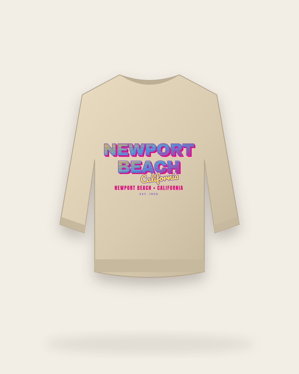 Newport Beach Music TV Crewneck Sweatshirt in Sand