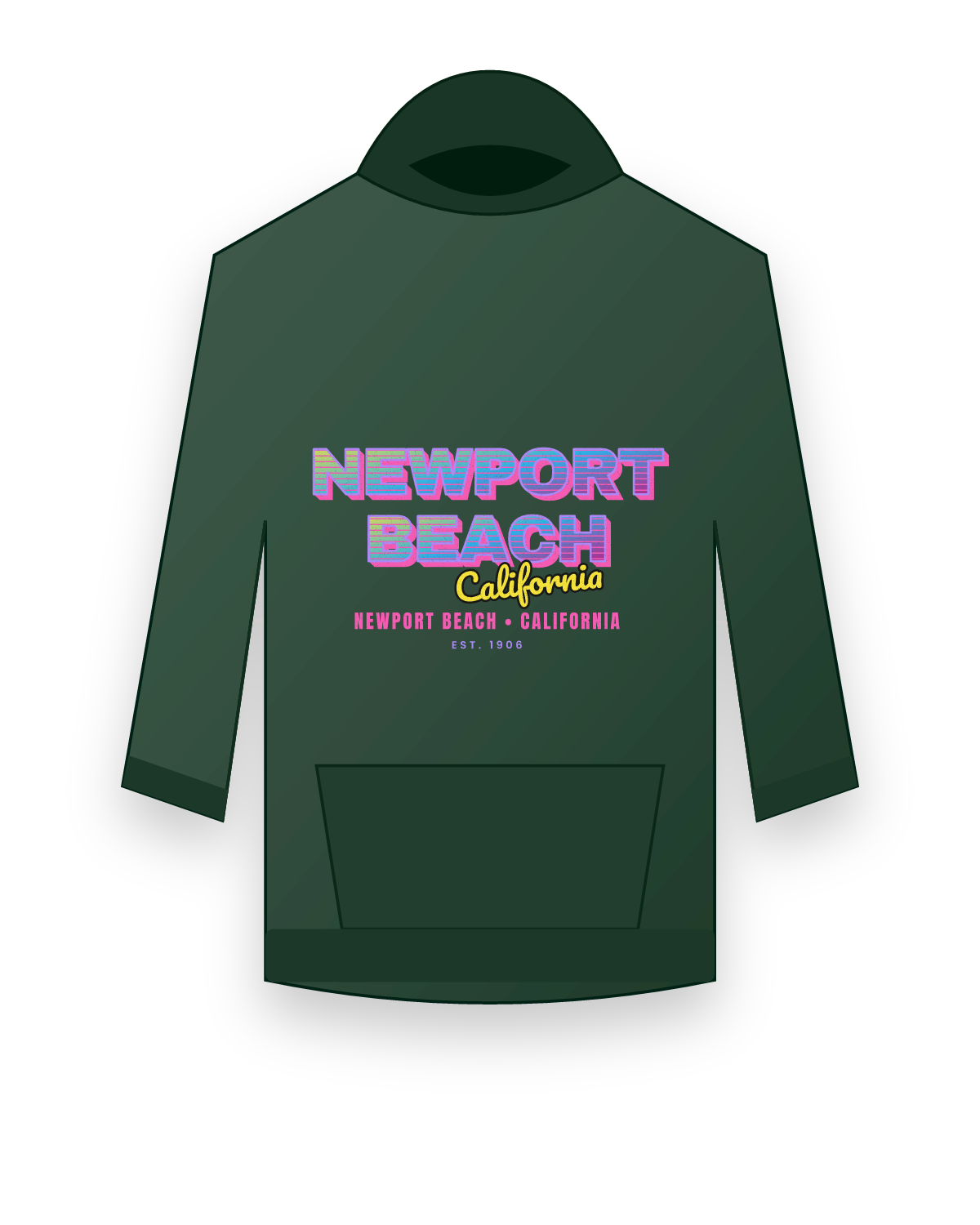 Newport Beach Music TV Hooded Sweatshirt in Forest Green
