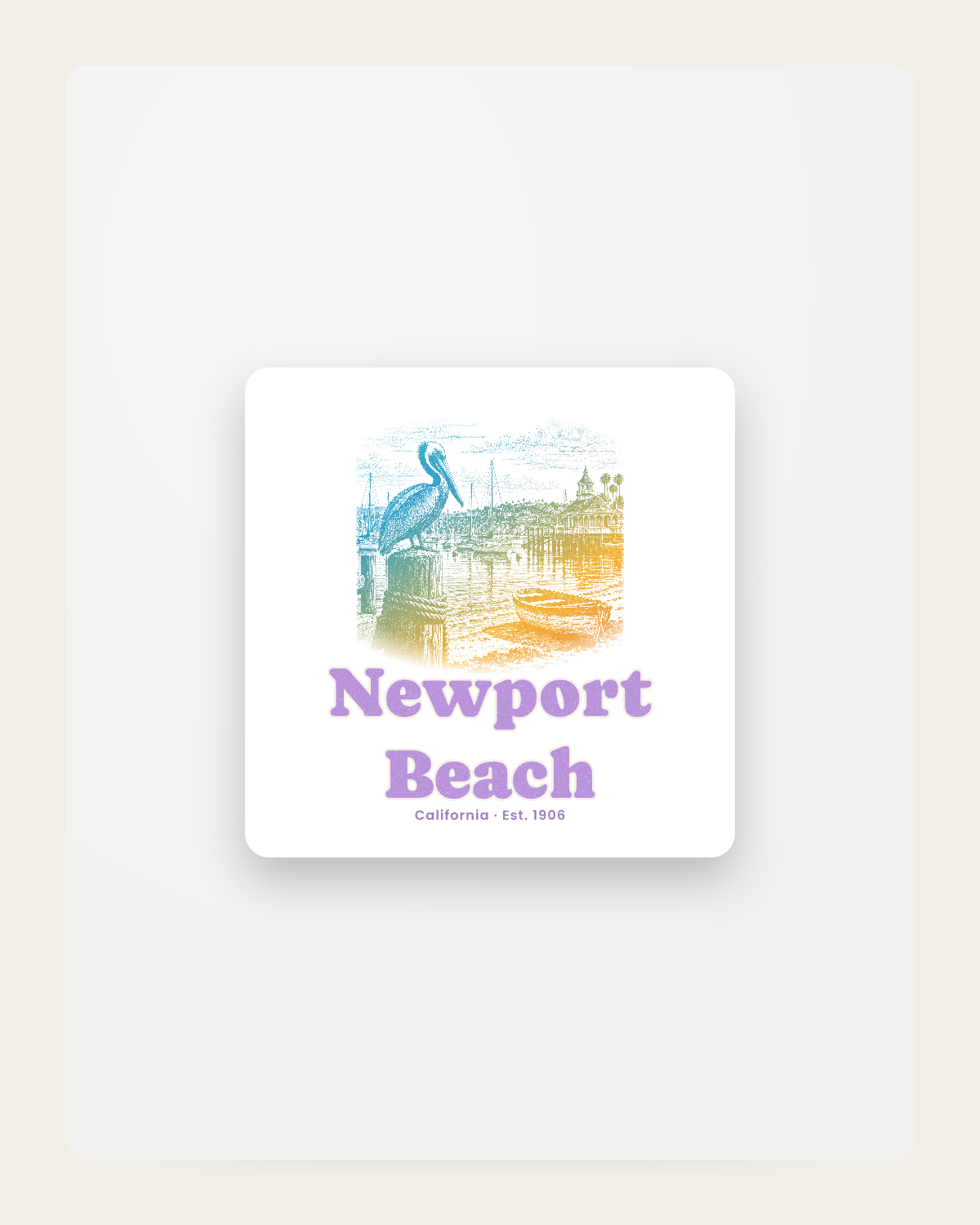 Newport Beach Harbor Pelican Fridge Magnet in White