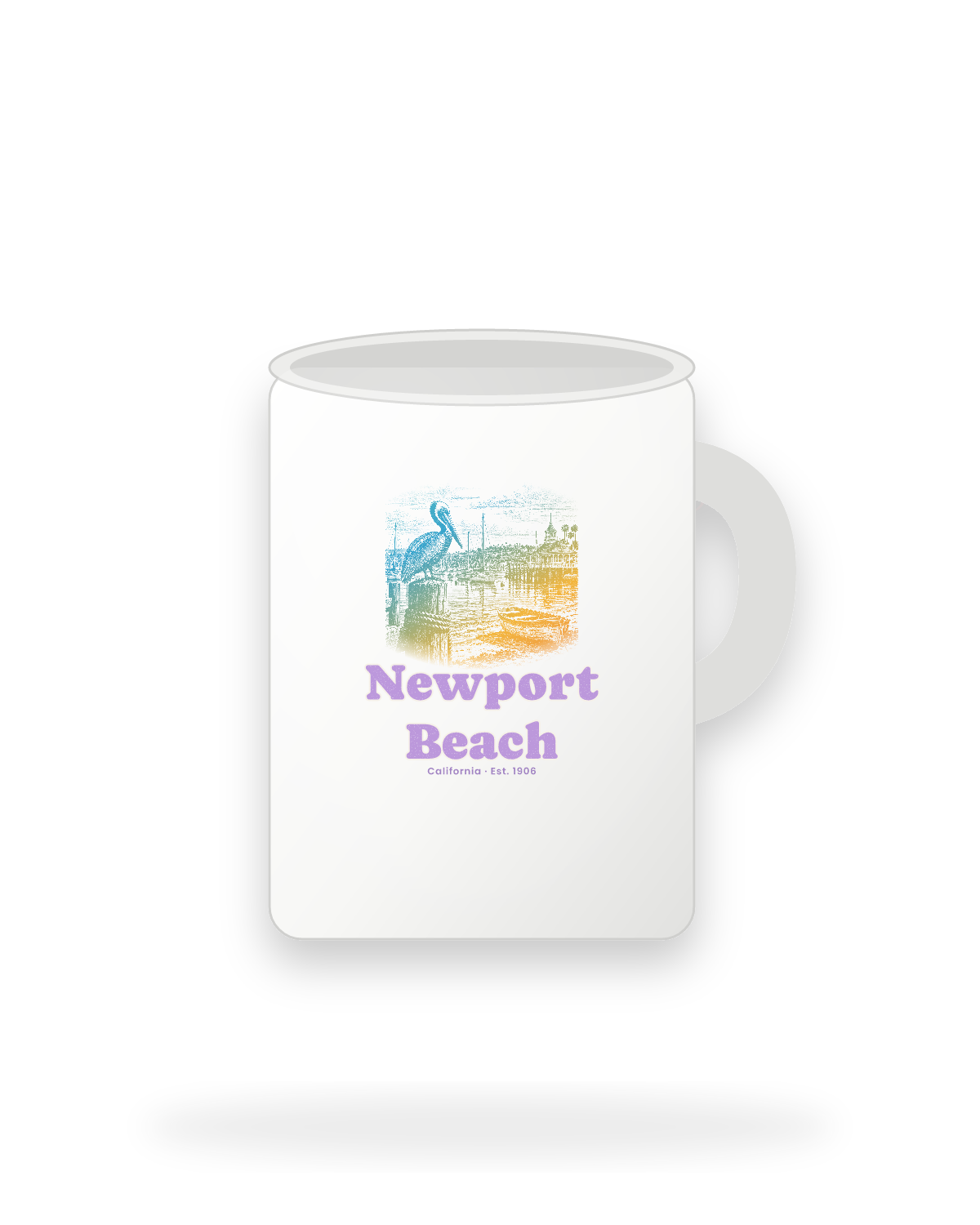 Newport Beach Harbor Pelican Ceramic Mug 15oz in White