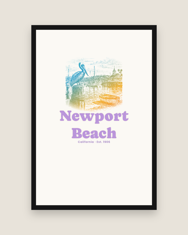 Newport Beach Harbor Pelican Matte Poster