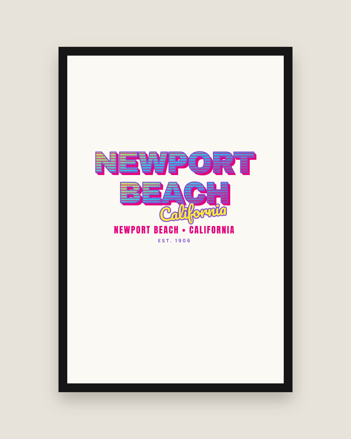 Newport Beach Music TV Matte Poster in White