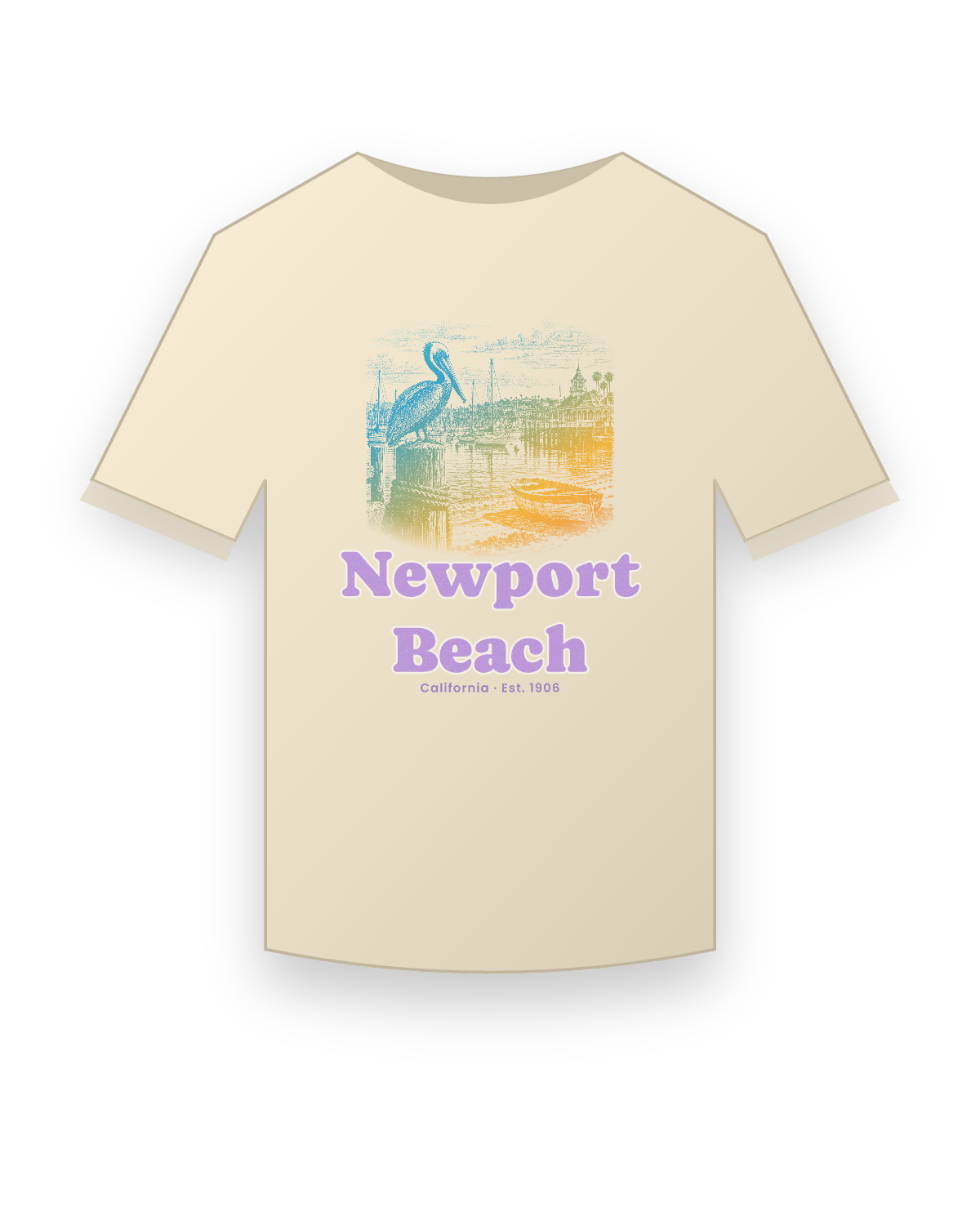 Newport Beach, CA Harbor Pelican Classic Tee in Natural