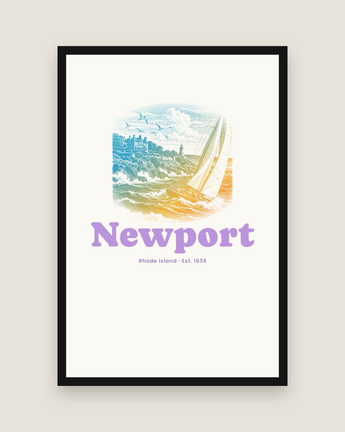 Newport Cliff Walk Sloop Matte Poster in White