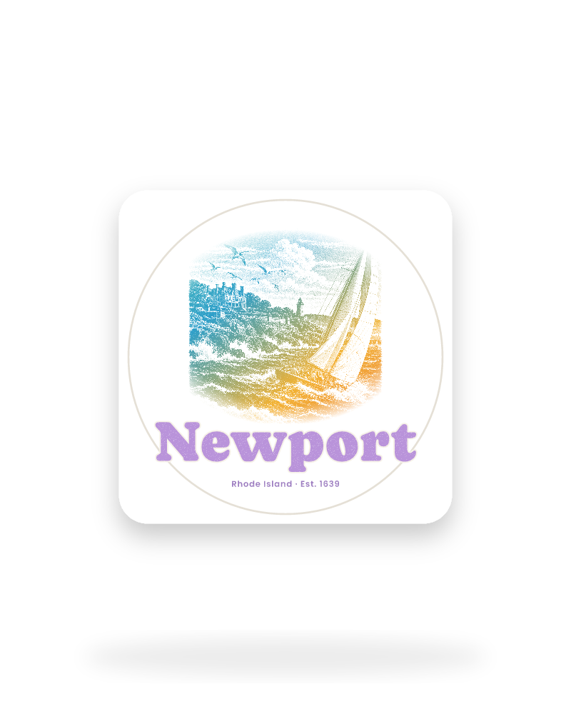 Newport Cliff Walk Sloop Kiss-Cut Sticker