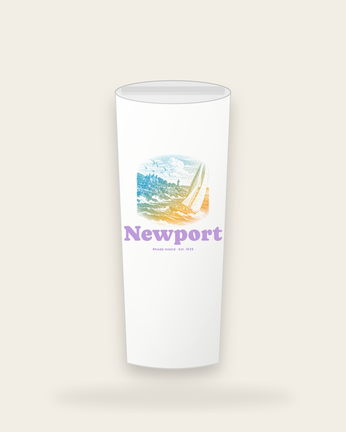Newport Cliff Walk Sloop Insulated Tumbler 20oz in White