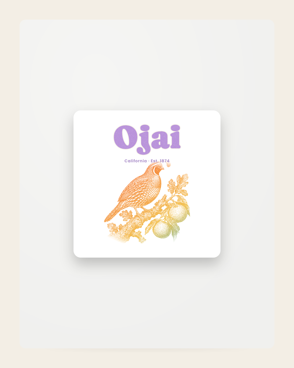 Ojai California Quail Fridge Magnet in White