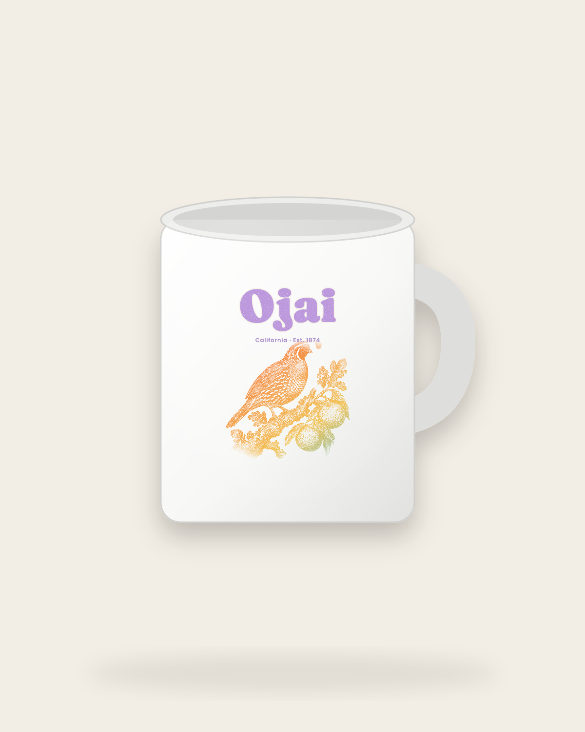 Ojai California Quail Ceramic Mug 11oz in White