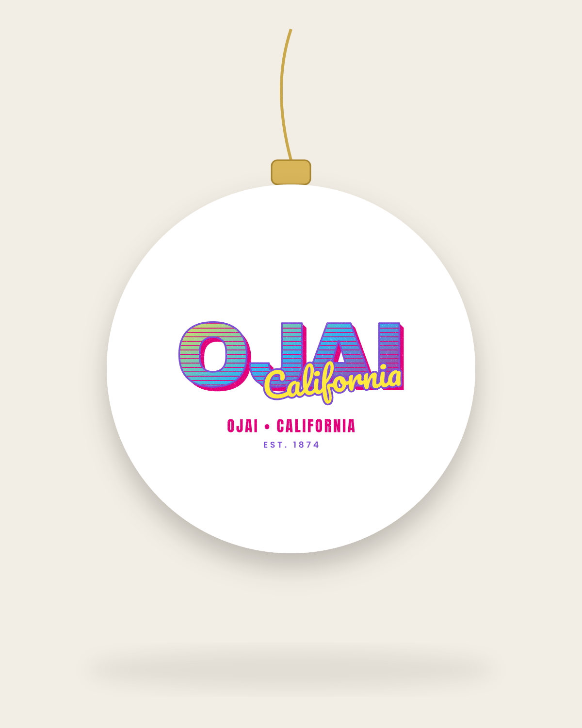 Ojai Music TV Ceramic Ornament in White