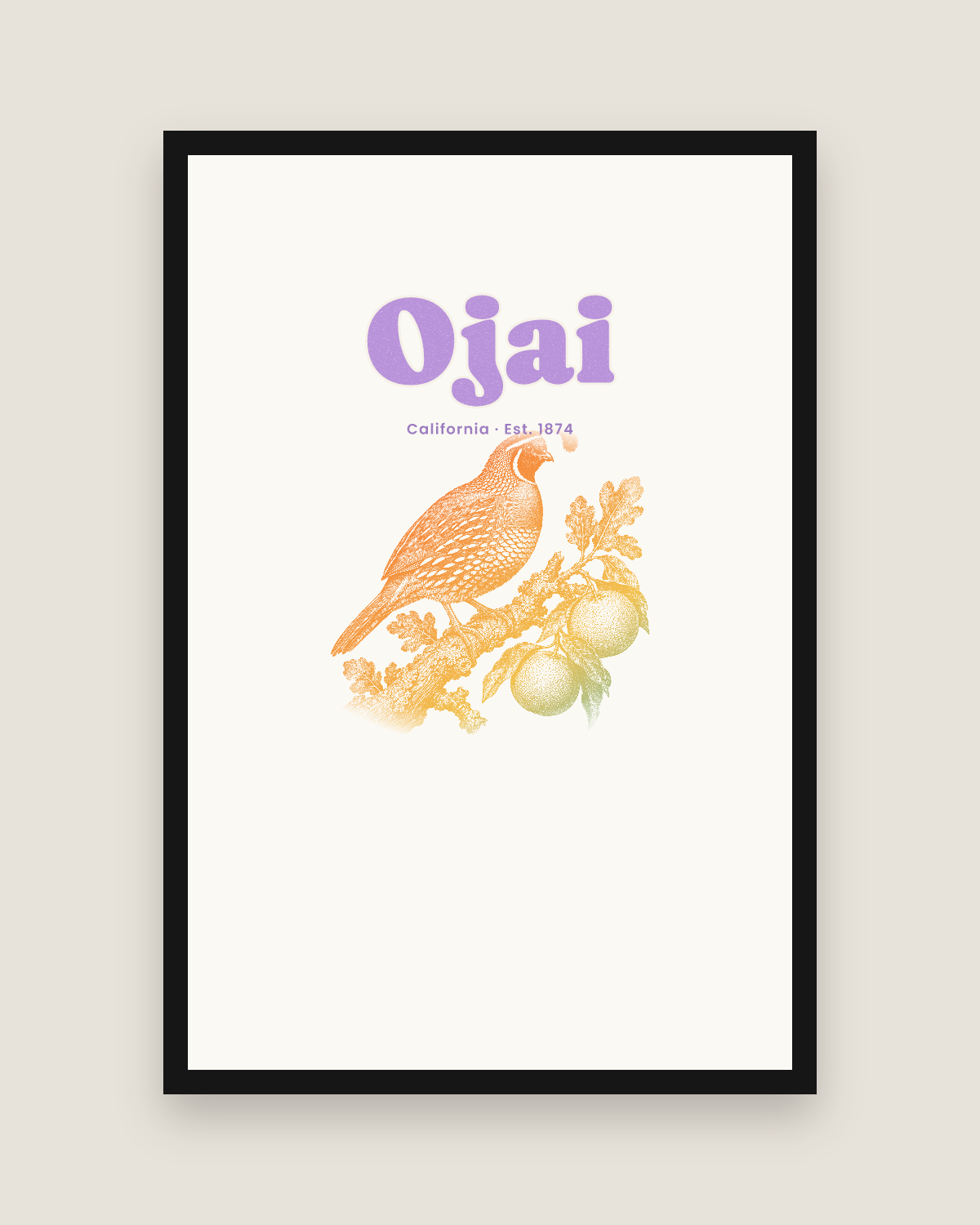 Ojai California Quail Matte Poster in White