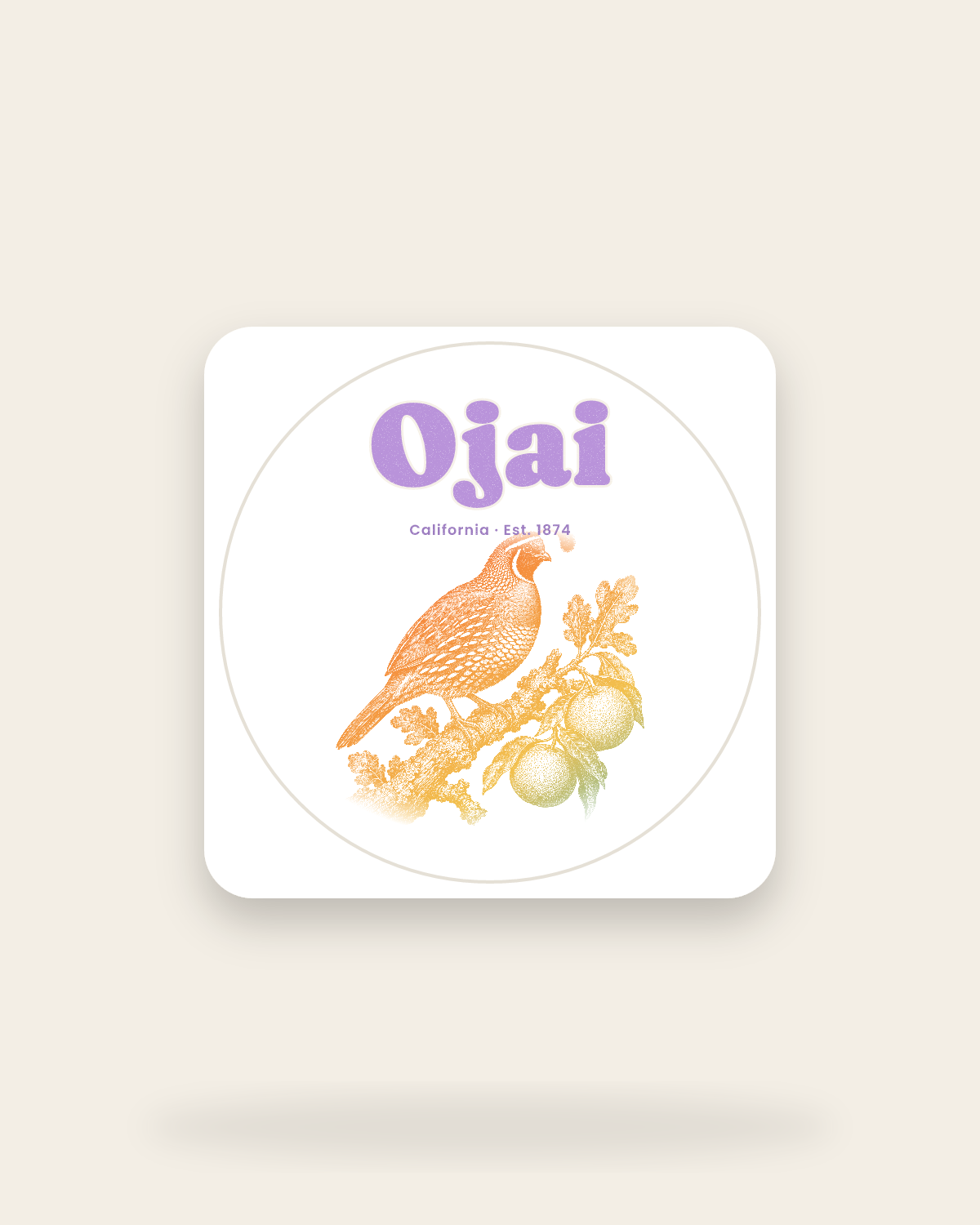 Ojai California Quail Kiss-Cut Sticker in White