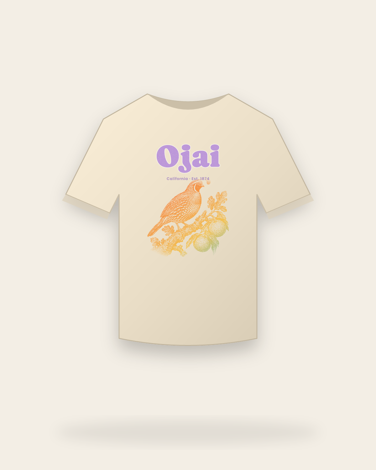 Ojai California Quail Classic Tee in Natural