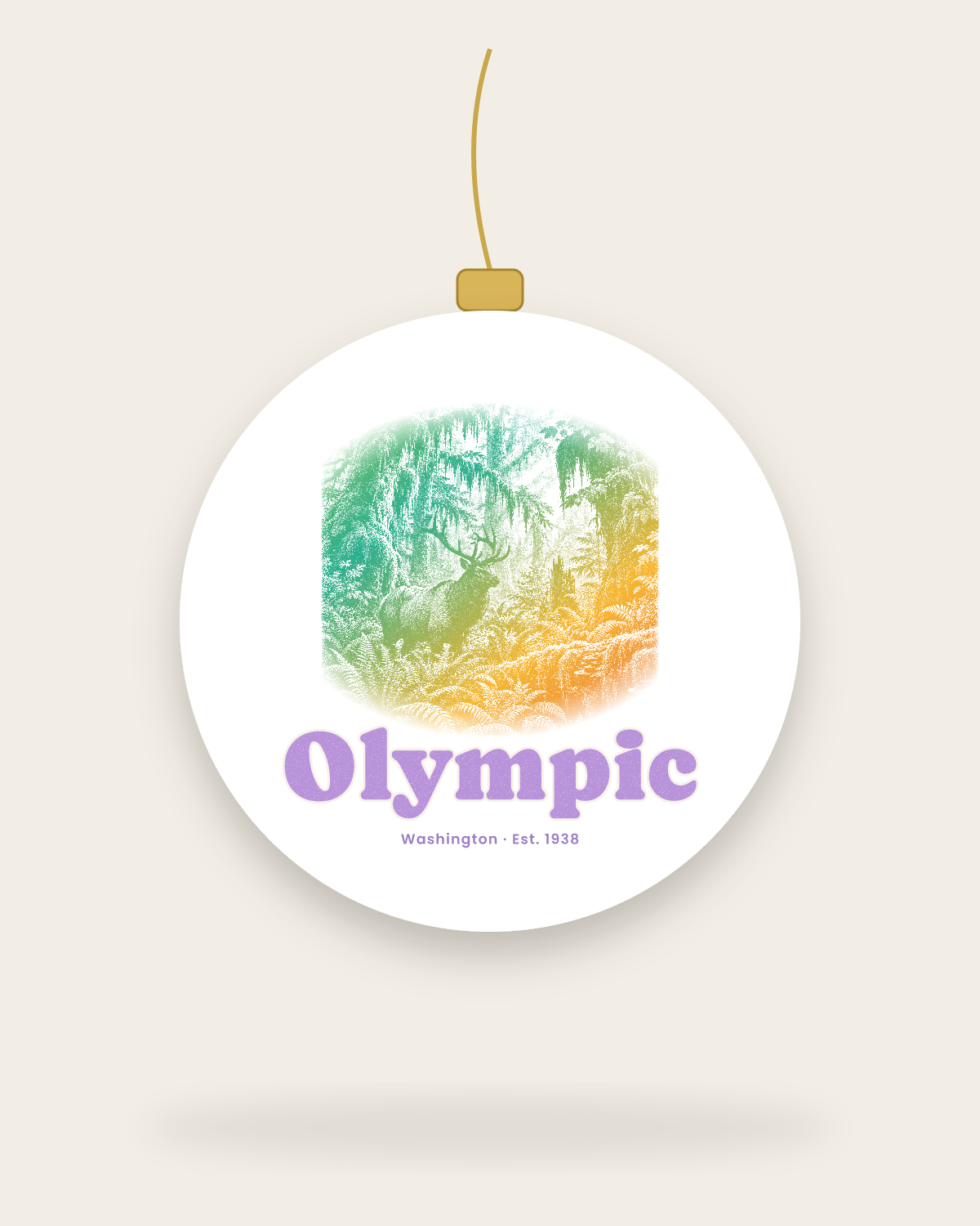 Olympic Hoh Rain Forest Elk Ceramic Ornament in White