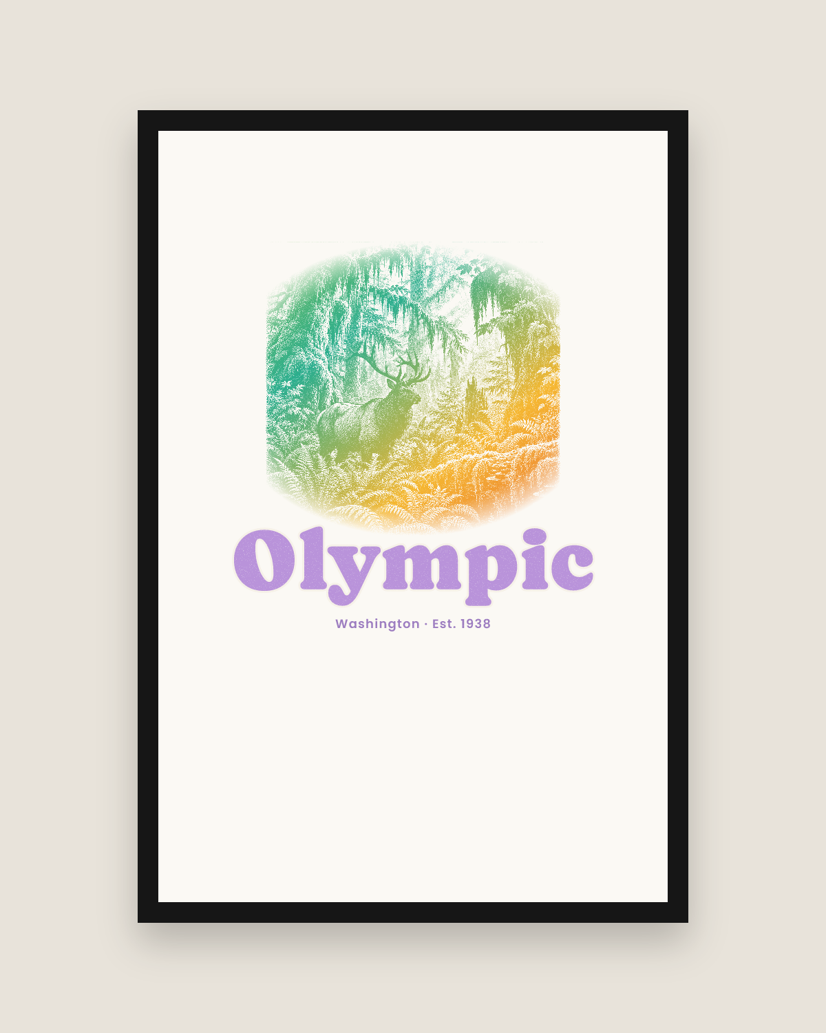 Olympic Hoh Rain Forest Elk Matte Poster in White
