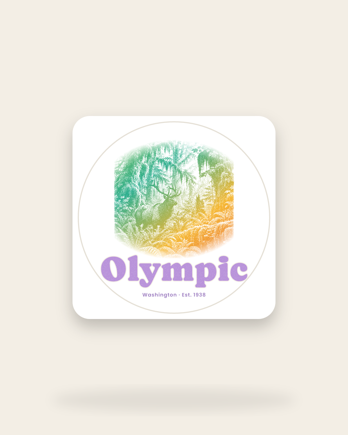 Olympic Hoh Rain Forest Elk Kiss-Cut Sticker in White