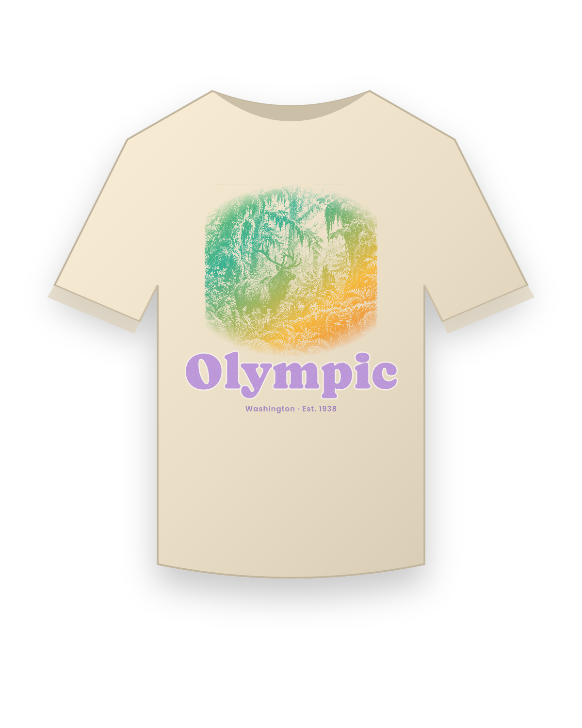 Olympic Hoh Rain Forest Elk Classic Tee in Natural