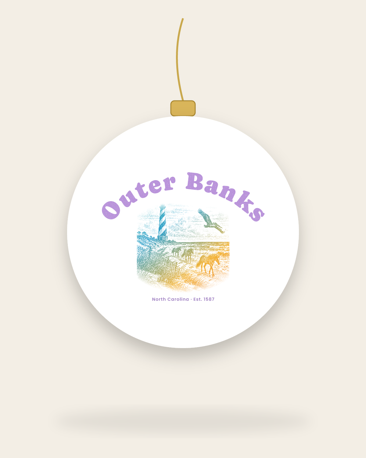 Outer Banks Hatteras Light Ceramic Ornament in White