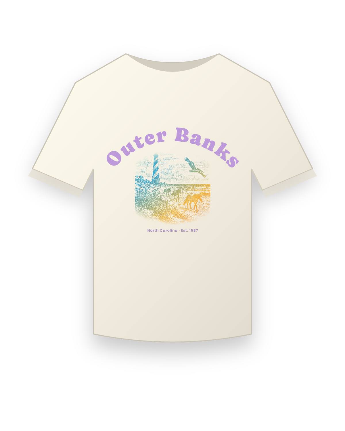 Outer Banks Hatteras Light Vintage Wash Tee in Ivory