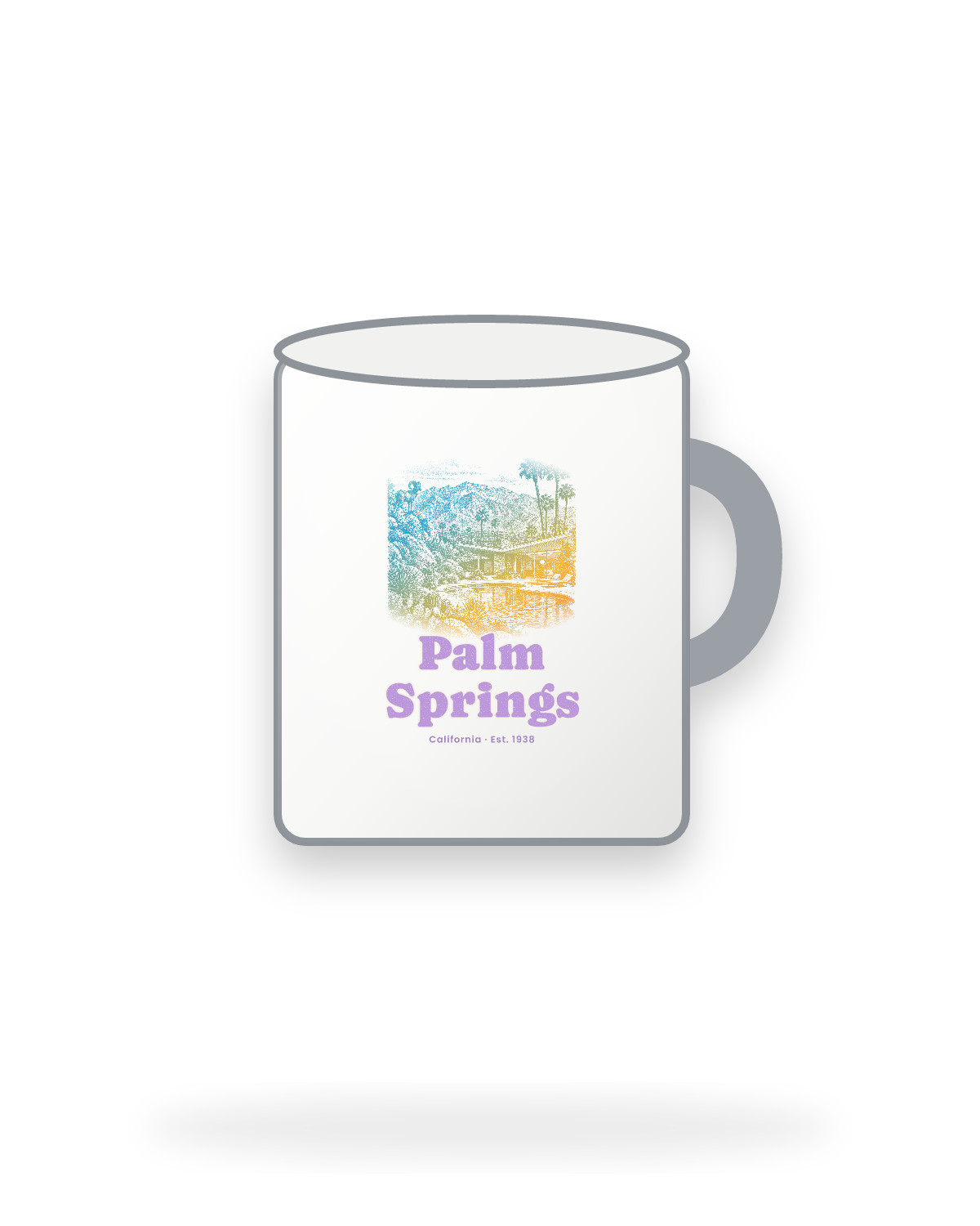 Palm Springs Modern Oasis Enamel Camp Mug in White